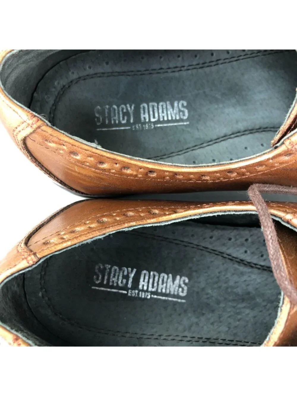 Stacy Adams Men's Size 8M Garrison Brown Leather Wingtip Brogue Oxford Shoes